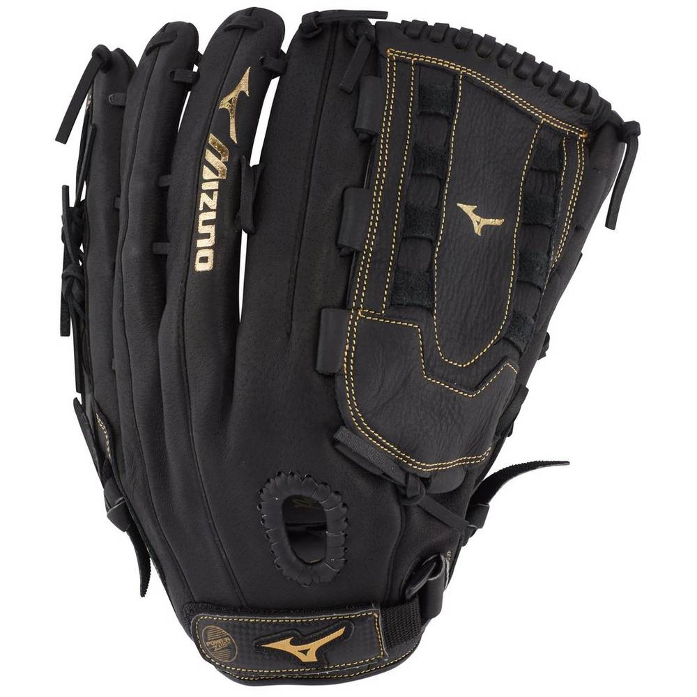 Panske Rukavice Mizuno Premier Series Slowpitch 14" Čierne/Zlate Vypredaj LSUW79216